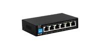 D-Link DES-F1006P-E 6-Port 10/100Mbps PoE Switch with 4 Long Reach PoE Ports and 2 Uplink Ports. PoE budget 60W