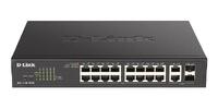 D-Link 18-Port Smart Managed Switch with 16 PoE+ and 2 Combo RJ45/SFP ports. PoE budget 130W