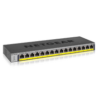 NETGEAR 16-Port PoE/PoE+ Gigabit Ethernet Unmanaged Switch with 76W PoE Budget Rack-mount or Wall-mount GS116LP 